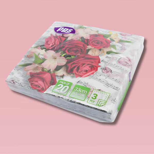 Pps 3Ply 33Cm 20 Napkins Red Flower
