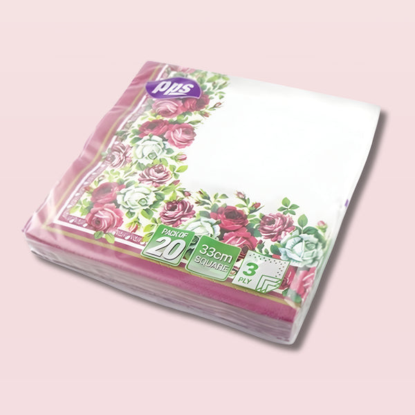 Pps 3Ply 33Cm 20 Napkins Red Rose Border