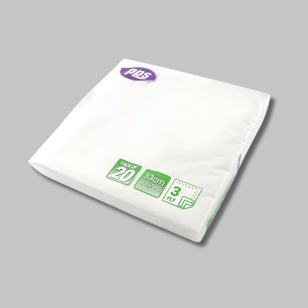 Pps 3Ply 33Cm 20 Napkins White