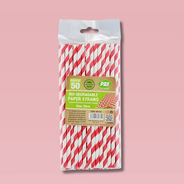 Pps 50 Paper Red & White Straws