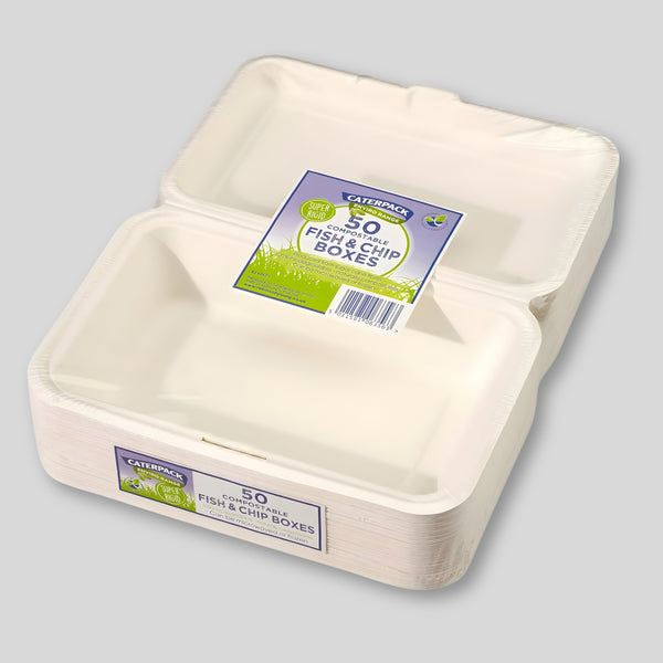 Pps Bagasse Fish And Chips Box 7.5" X 5.6" Pack Of 50