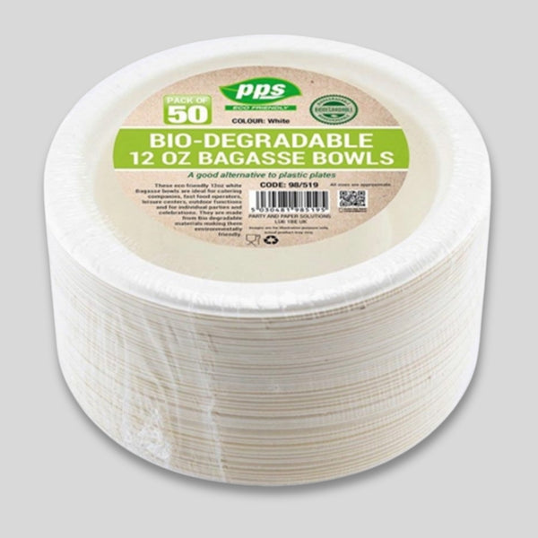 Pps Bagasse White 50 Bowls 12 Oz