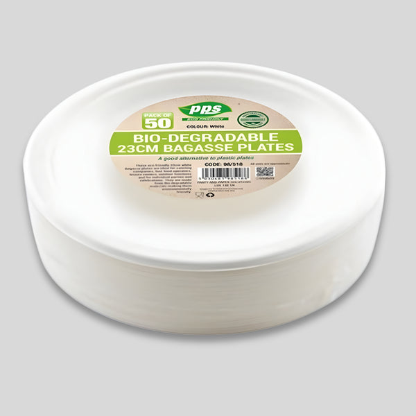 Pps Bagasse White 50 Plates 23Cm