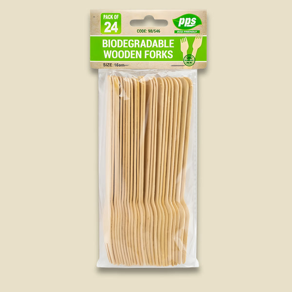 Pps Biodegradable Forks Wooden 24 Pack