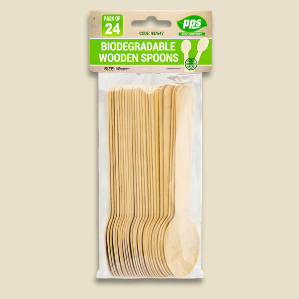 Pps Biodegradable Spoons Wodden 24 Pack