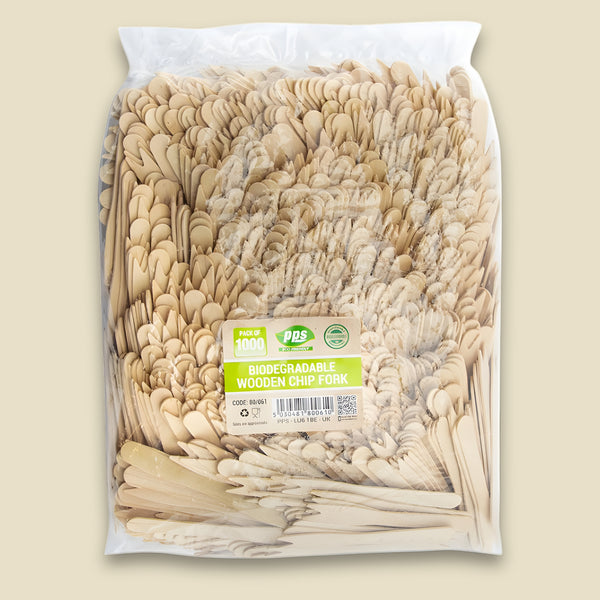 Pps Cutlery Chip Fork Wooden Bio Degradable 1000 Pieces