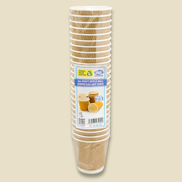 Pps Drink Cups Ripple 4Oz Espresso Pack Of 25 (No Lids)