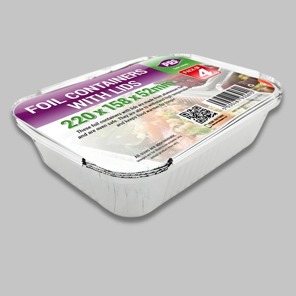 Pps Foil 4 Containers & Lid 220X158X52Mm