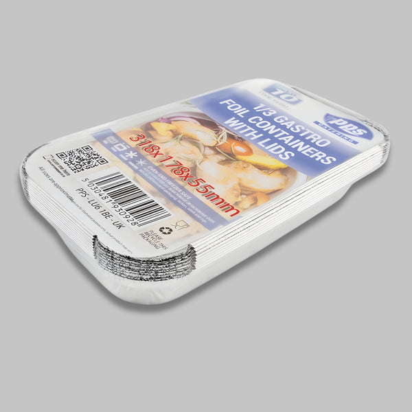 Pps Foil Containers 1/3 Gastro With Lids 318X178X55Mm Pack Of 10