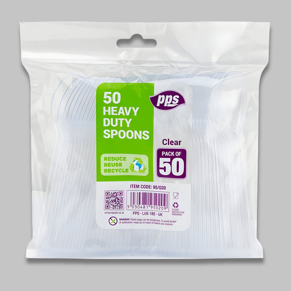 Pps Heavy Duty Spoons Clear Cutlery 50Pack