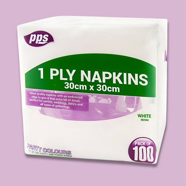 Pps Napkins 1Ply White 30X30Cm 100Pcs