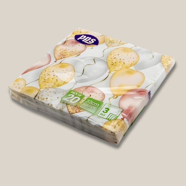 Pps Napkins Design 3Ply Balloon 33Cm Pack Of 20