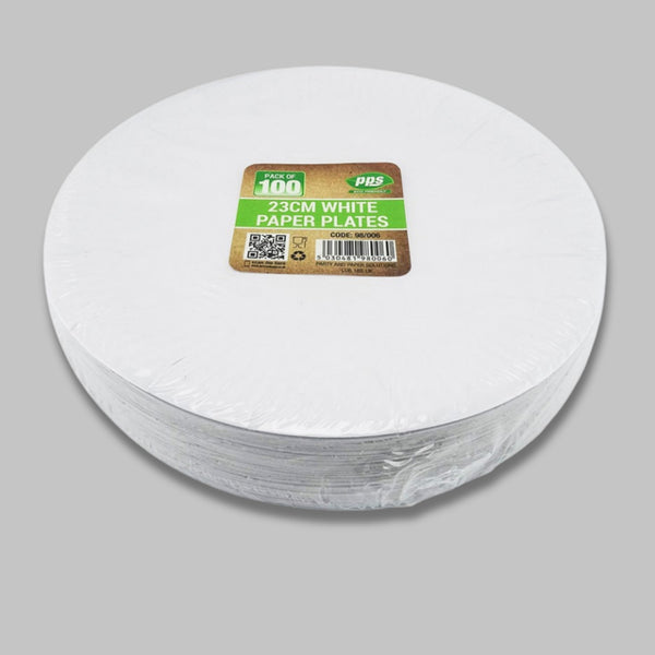 Pps Paper 100 Plates White 9 Inch