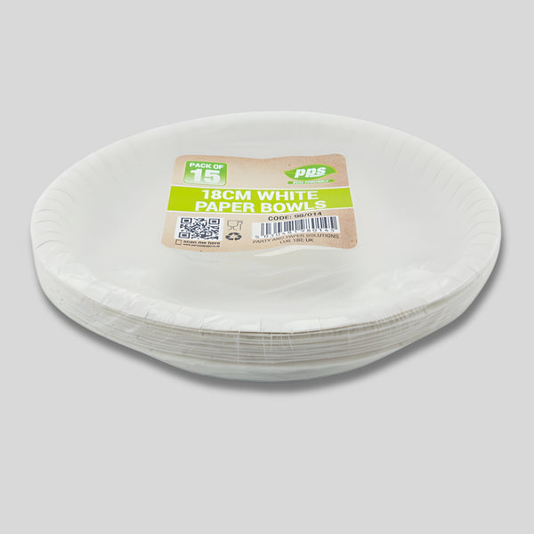 Pps Paper Bowl White 180Mm 15Pcs
