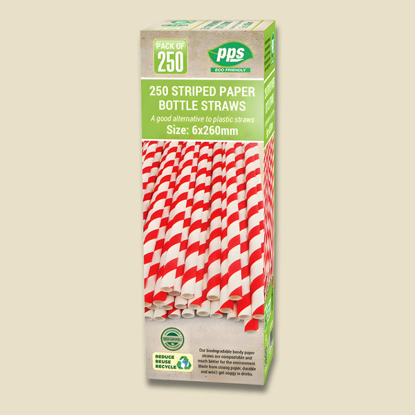 Pps Paper Straws Stripped 6X260Mm 250Pcs