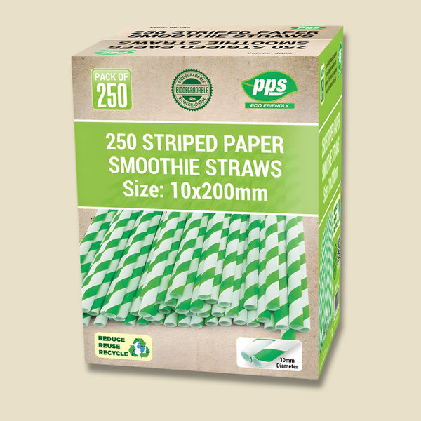 Pps Party Paper Straws Striped Green 10Mm