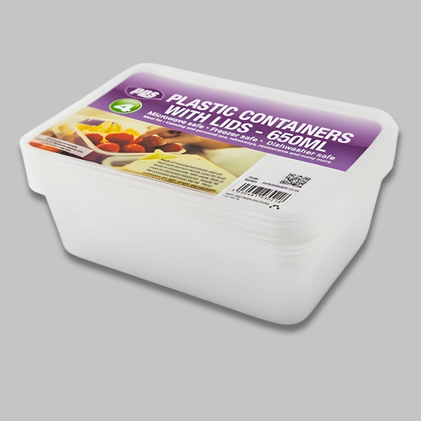 Pps Plastic 4 Containers & Lid Rect 650Ml