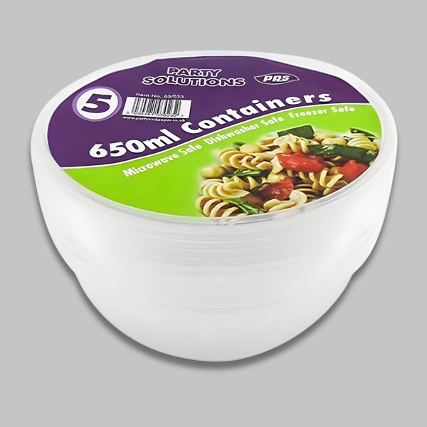 Pps Plastic 5 Containers & Lid Round 650Ml