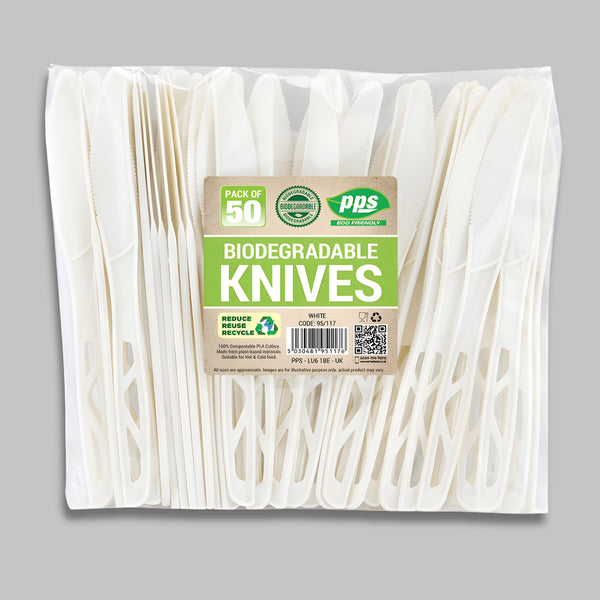 Pps Plastic Biodegradable White 50 Knives
