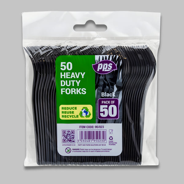 Pps Plastic Cutlery Heavy Duty 50 Forks Black
