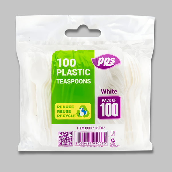 Pps Plastic Cutlery White 100 Teaspoons