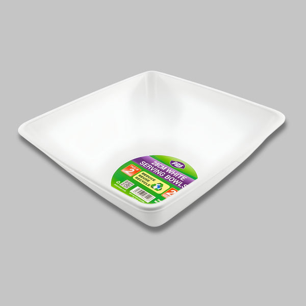 Pps Plastic Sq Servin Bowls Wht 28Cm 2Pc