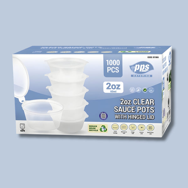 Pps Sauce Pot & Lids Hinged Plastic 2Oz 50 Pieces