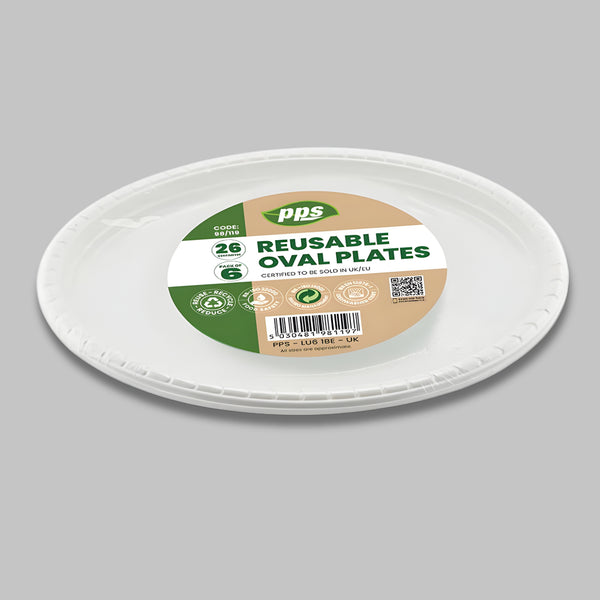 Pps White Oval 6 Plates 26Cm