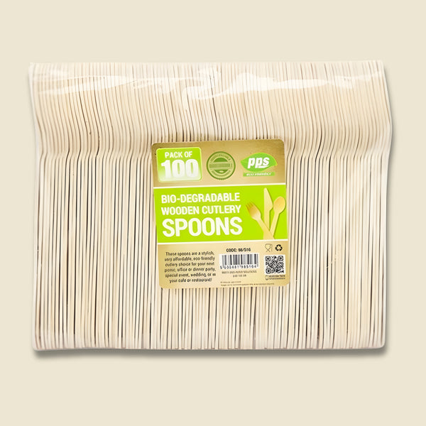 Pps Wooden Biodegradable Cutlery Spoons 100 Pack