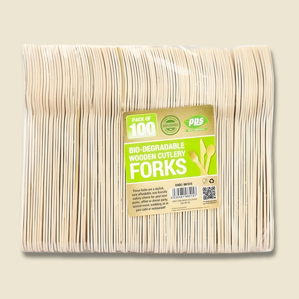 Pps Wooden Biodegradable Forks Cutlery 100 Pack