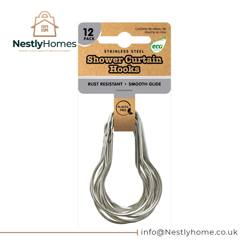 Shower Curtain Hooks Stainless Steel 12pk