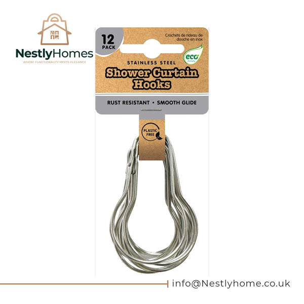 Shower Curtain Hooks Stainless Steel 12pk