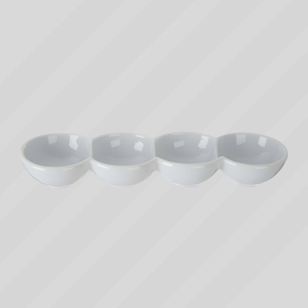 Snack Dish 4 Sections White Porcelain 29.8 X 8.5 X 4.5Cm