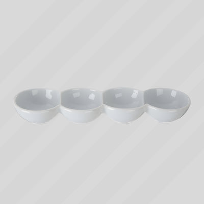 Snack Dish 4 Sections White Porcelain 29.8 X 8.5 X 4.5Cm