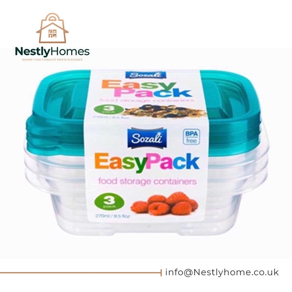 Sozali 3 Rectangular Containers 270ml