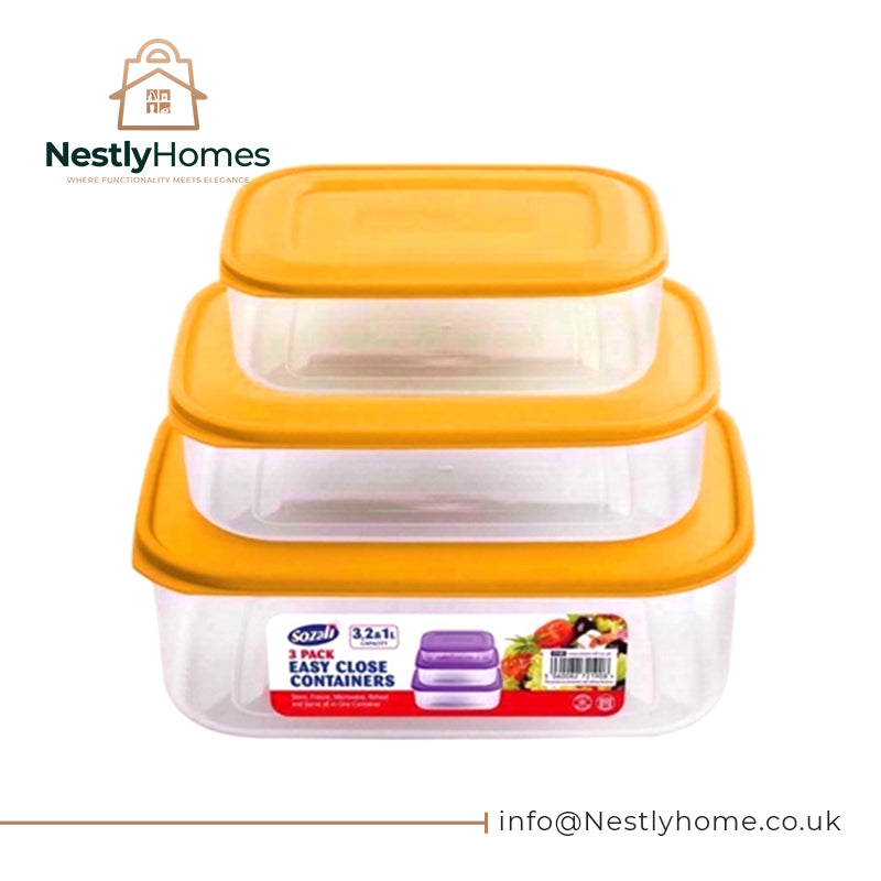 Sozali 3 Set Easy Food Box Assorted Colours
