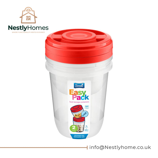 Sozali Containers Easy Pack 1ltr & 500ml 2pcs
