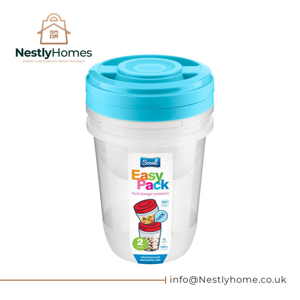 Sozali Containers Easy Pack 1ltr &amp; 500ml 2pcs