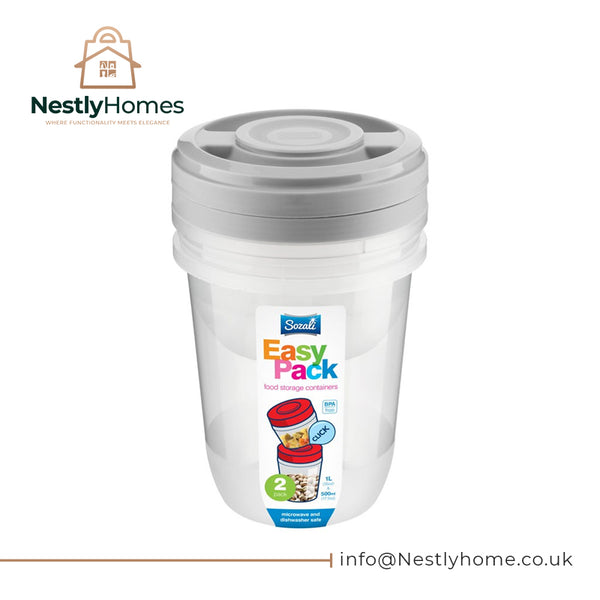Sozali Containers Easy Pack 1ltr &amp; 500ml 2pcs