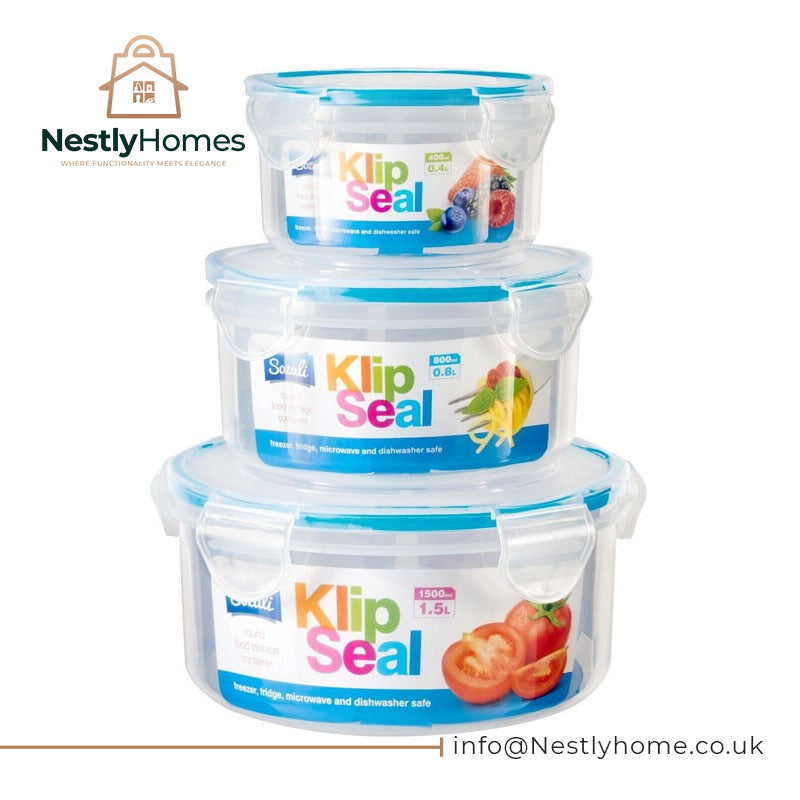 Sozali Kilpseal Round Containers 1.5/0.8/0.4 Ltr
