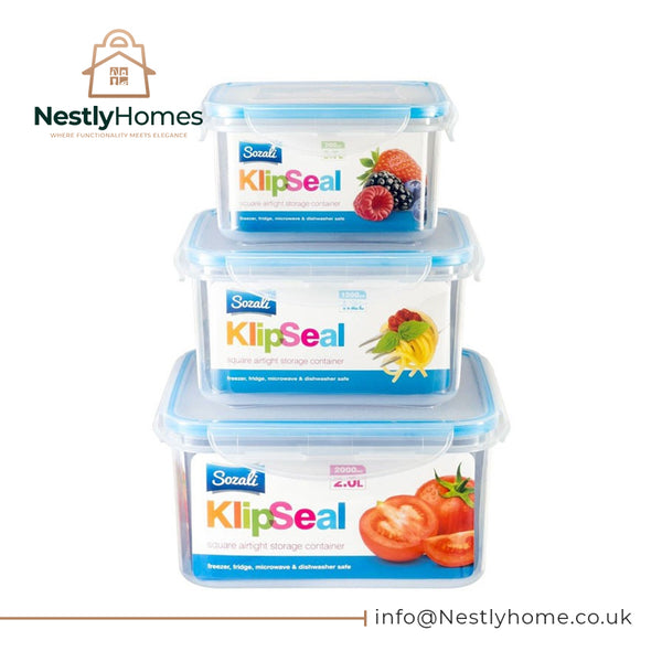 SOZALI KILPSEAL SQUARE CONTAINERS 2.0/1.2/0.7 LTR