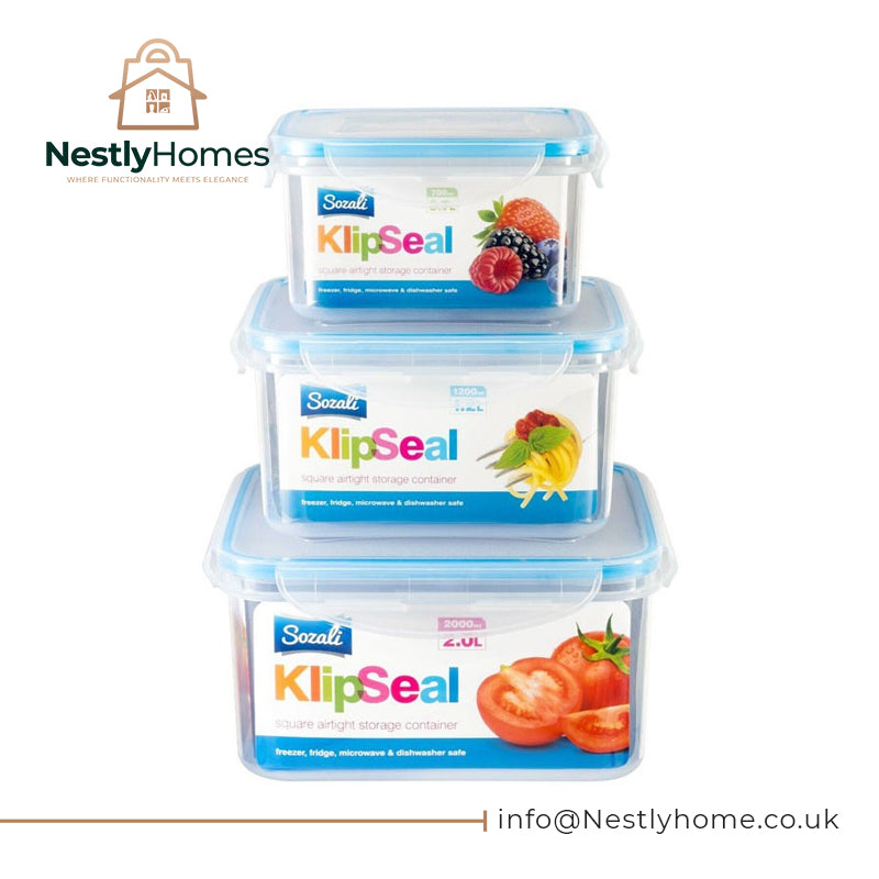 SOZALI KILPSEAL SQUARE CONTAINERS 2.0/1.2/0.7 LTR