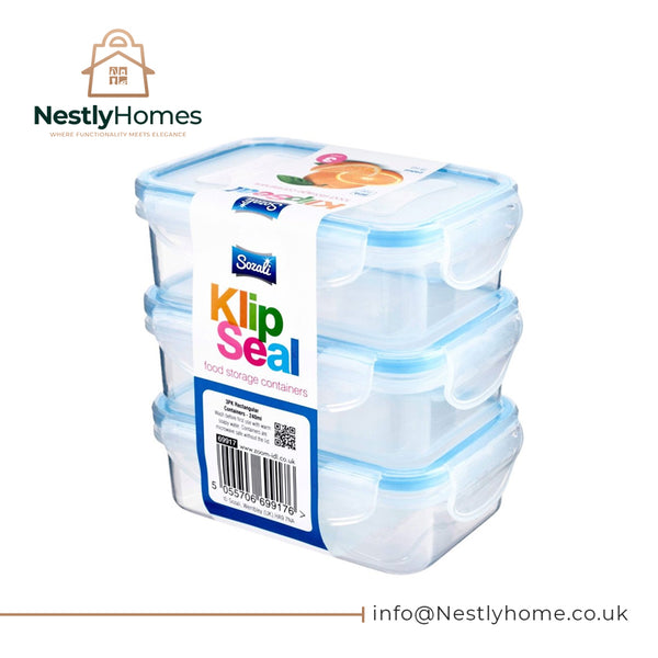 Sozali Klipseal Food Container Rectangular 240ml 3pcs