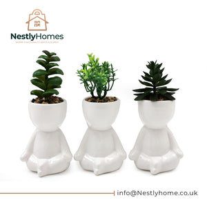 Succulent Sitting Man 15 Cm White D000