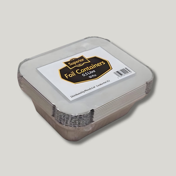 Superior Foil 10 Containers & Lid 0.5 Ltr