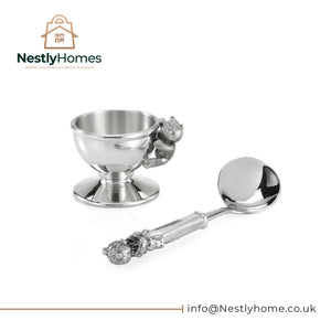 Teddy Egg Cup, Spoon Set (New Teddy)
