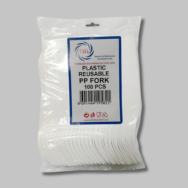 Thl Fork Plastic Reusable White 100Pcs