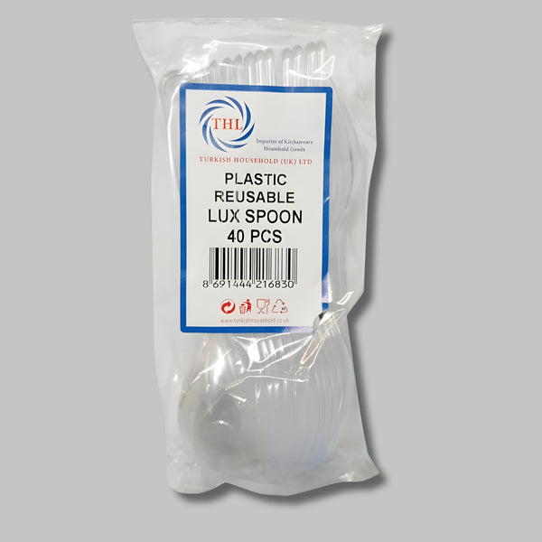 Thl Spoon Plastic Lux Reusable Clear 40Pcs