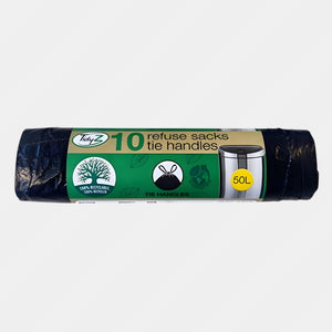 Tidyz Bin Liner Black 10 Bags 50Ltr