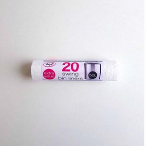 Tidyz Swing Bin Liners 20 Bags White Tie Handle 50L